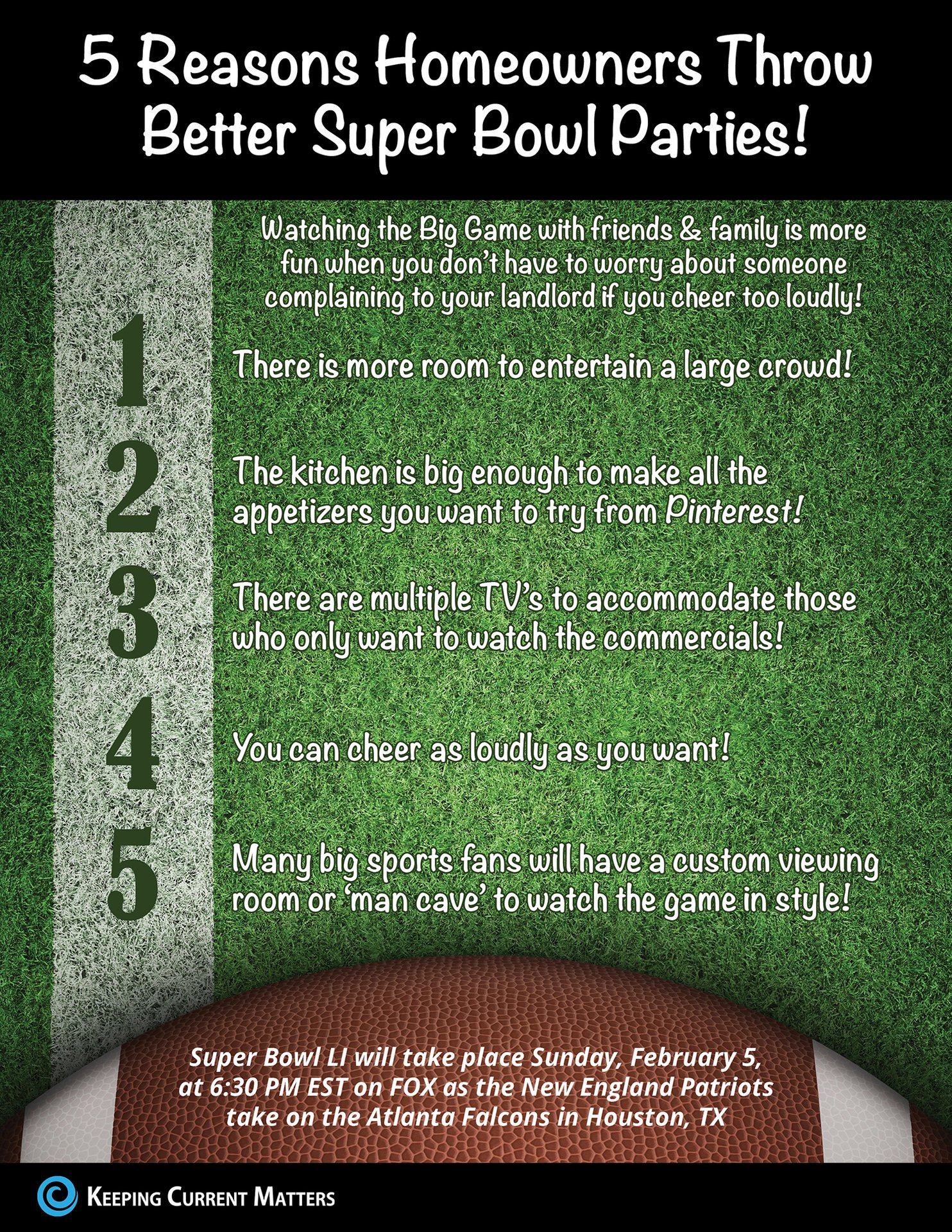 5 Reasons Homeowners Throw Better Super Bowl Parties! [INFOGRAPHIC] | Keeping Current Matters