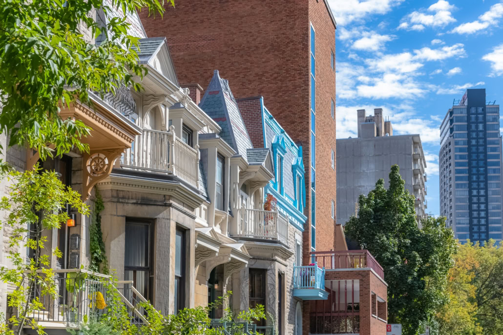 Montreal, typical victorian house with exterior staircase